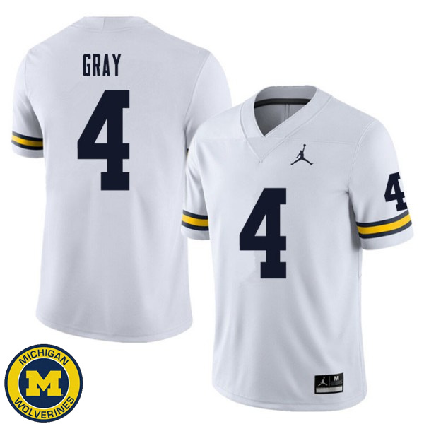 Mens Michigan Wolverines #4 Vincent Gray White Player Jersey